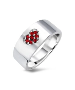 Heart Rhinestone Silver Rings NSR-11